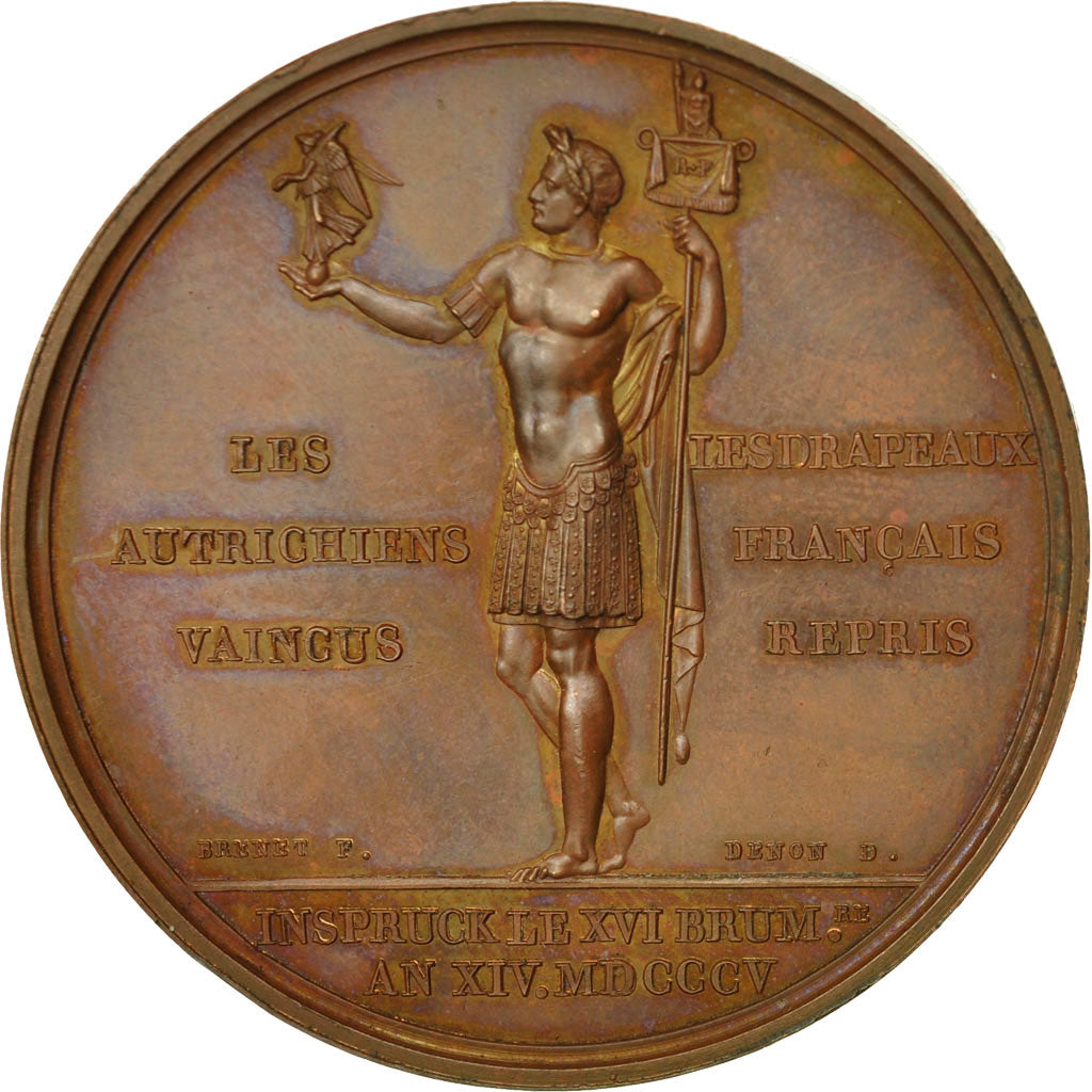 France, Medal, Napoleon Ier , Les Autrichiens vaincus, 1805, Andrieu, MS(60-62)