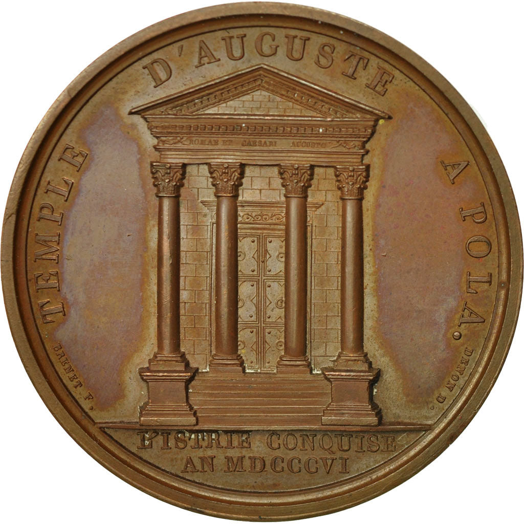 France, Medal, Napoleon Ier , Temple d'Auguste, 1806, Andrieu, MS(60-62), Bronze