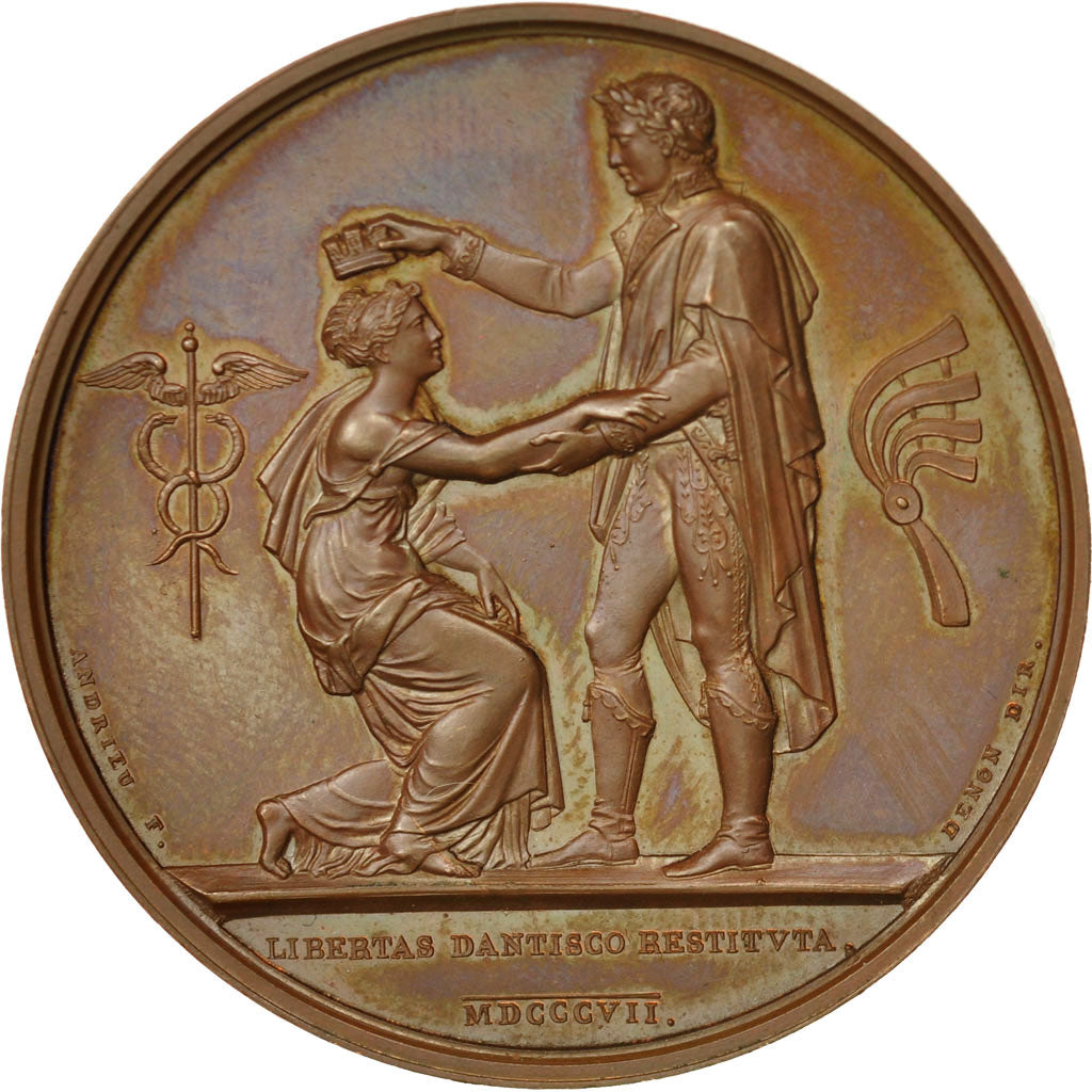 Francia, Medal, Napoleon Ier , Libertas Dantisco Restituta, 1807, Andrieu, EBC+