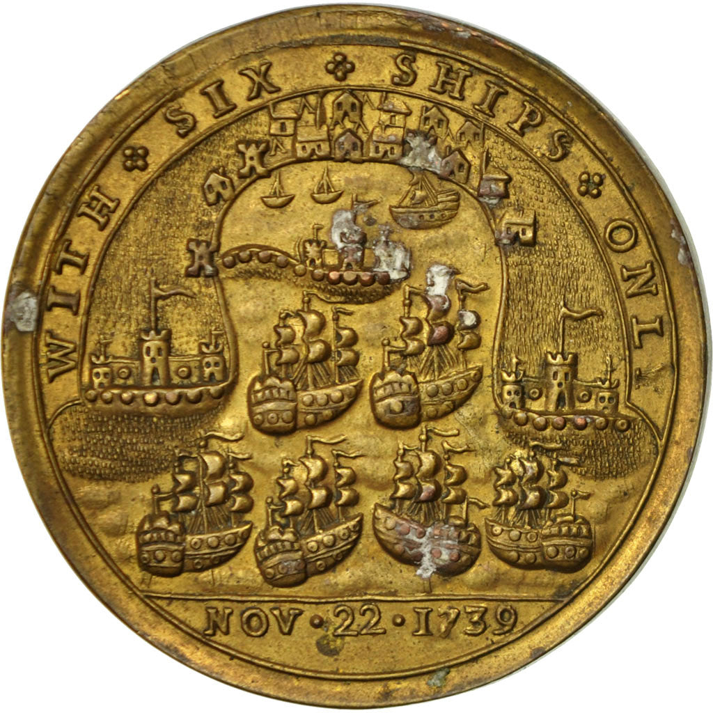 France, Medal, Admiral Vernon Took Porto Bello, 1739, VF(30-35), Brass