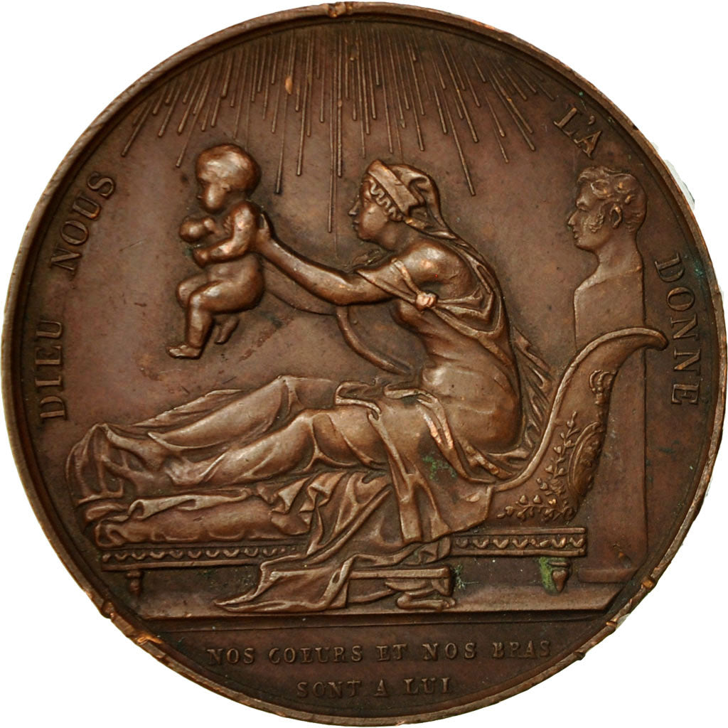 Francia, medalla, Naissance du Comte de Chambord, 1820, Gayrard, EBC, Bronce