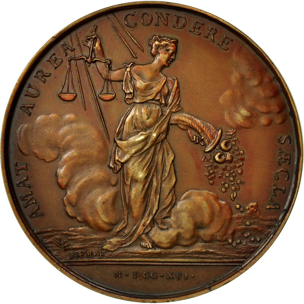 Francia, Medal, Ludovicus XV , Amat Aurea Condere Saecla, 1716, Baer, SPL-