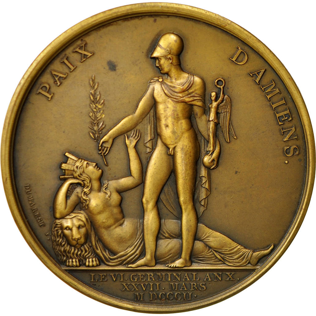 France, Medal, Napoleon Bonaparte , Paix d'Amiens, 1802, Dumarest, SUP+, Bronze