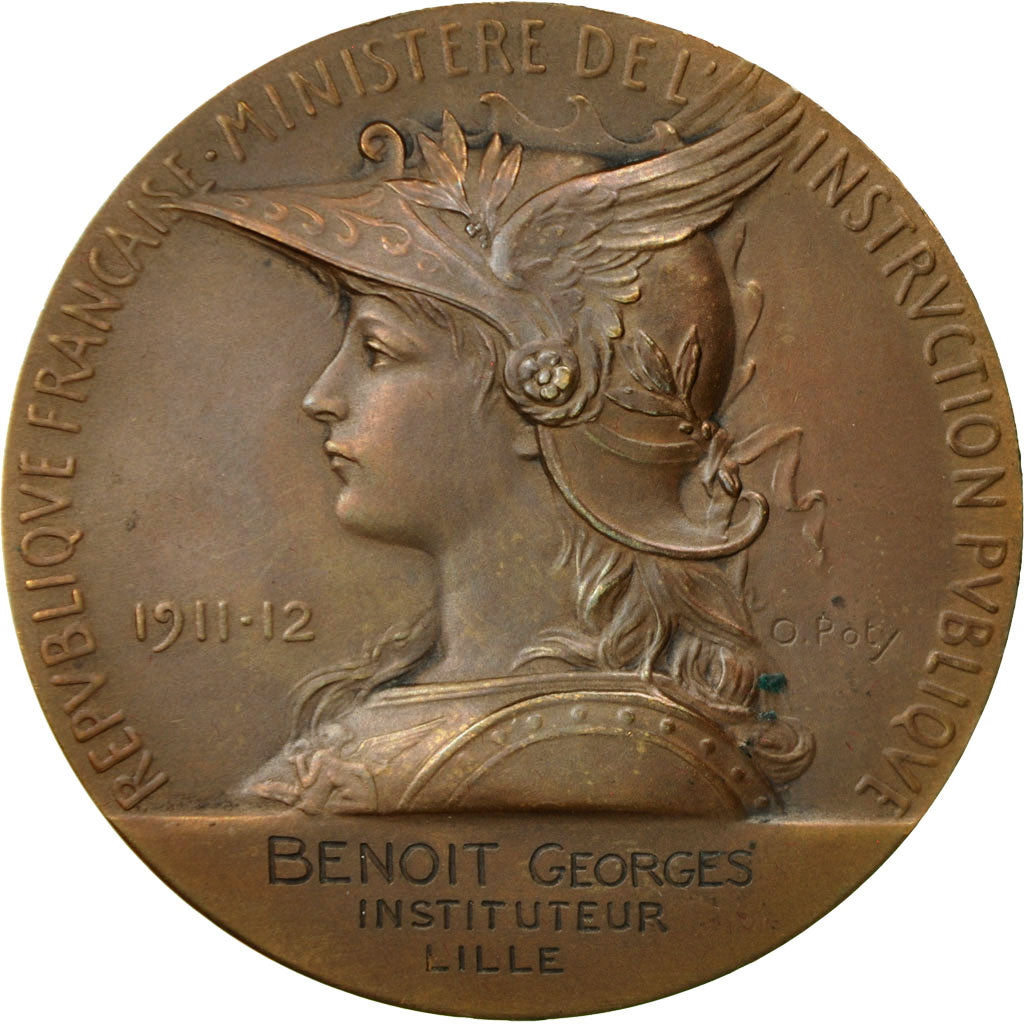 France, Medal, Ministère de l'Instruction Publique, 1911/12, Roty, MS(60-62)