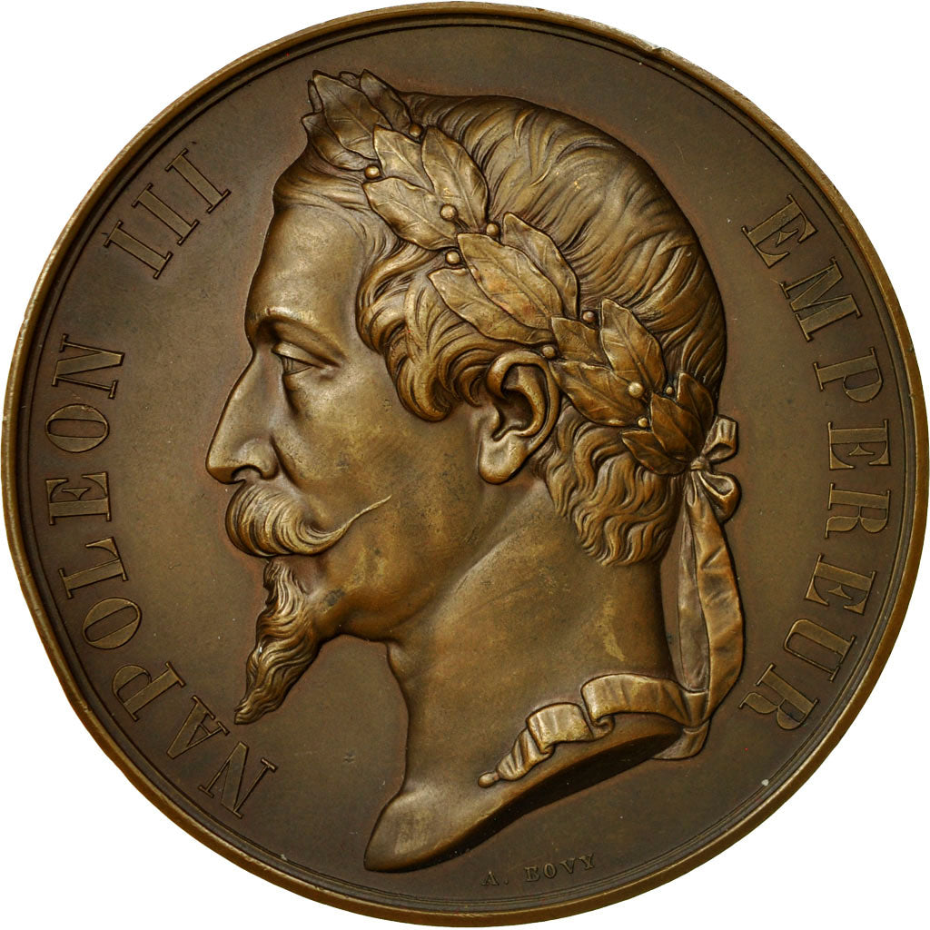 France, Medal, Napoleon III , Empereur, 1866, Bovy, MS(60-62), Bronze