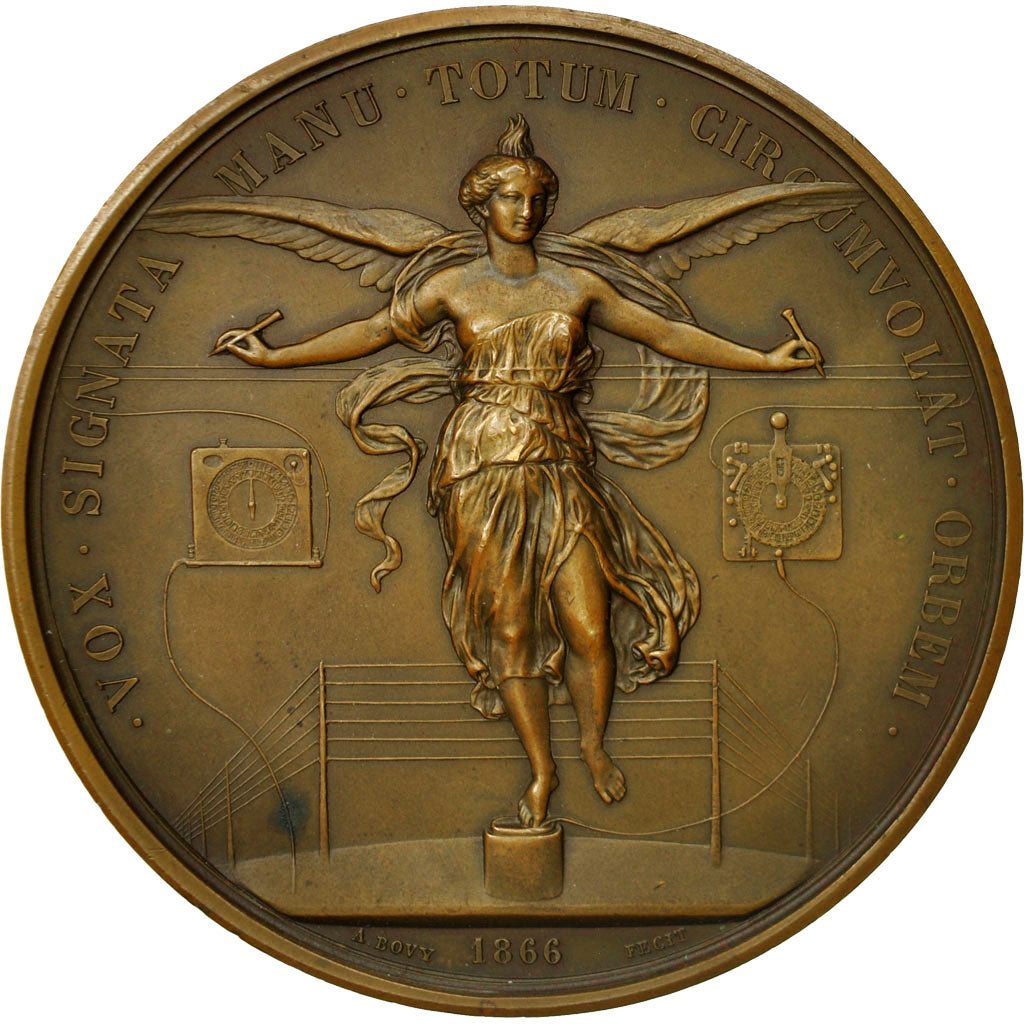France, Medal, Napoleon III , Empereur, 1866, Bovy, MS(60-62), Bronze