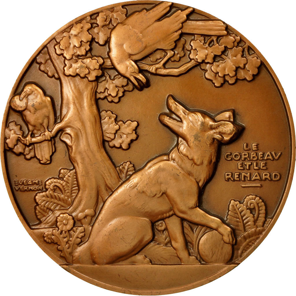 France, Medal, Le Corbeau et le Renard, 1977, Vernon, MS(63), Bronze