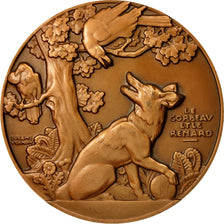 France, Medal, Le Corbeau et le Renard, 1977, Vernon, MS(63), Bronze