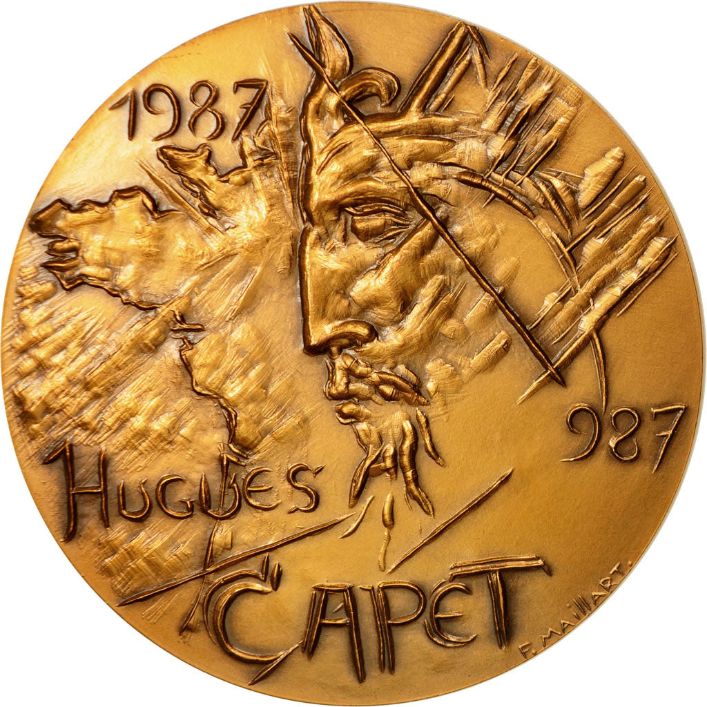 France, Medal, Hugues Capet , Anniversaire des 1000 Ans, 1987, Maillart, MS(64)