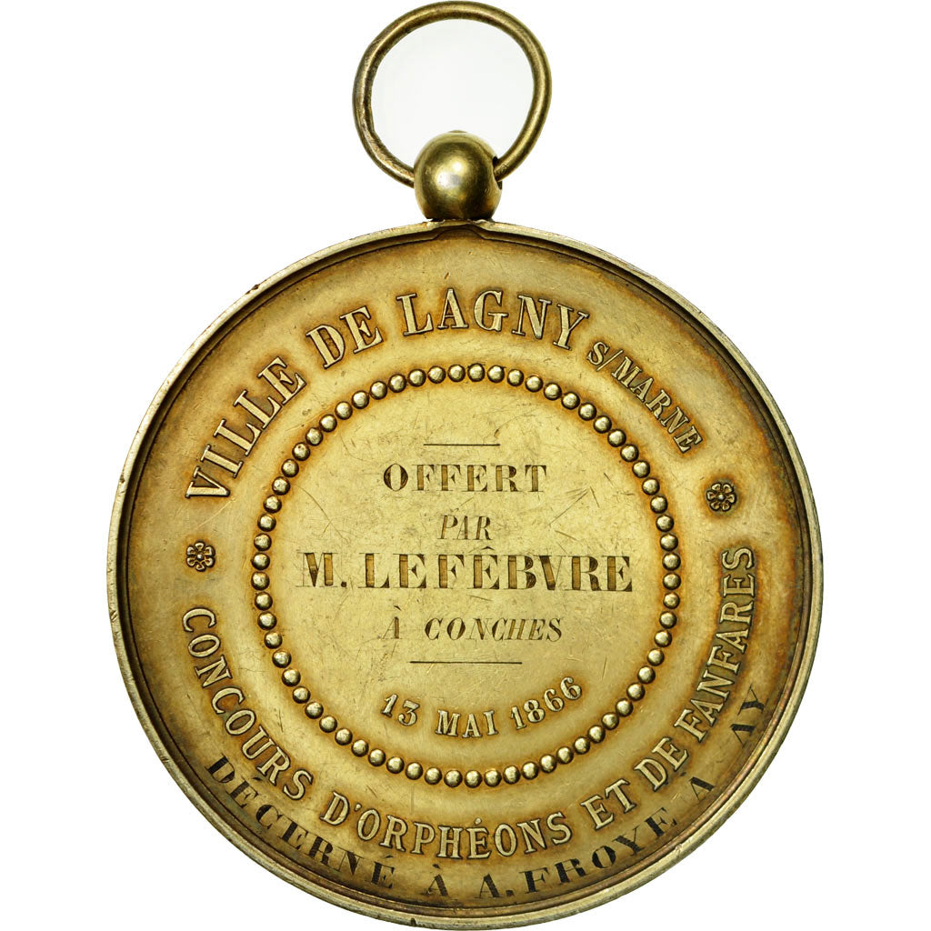 Frankrijk, Medal, Napoleon III , Ville de Lagny s/marne, 1866, Merley, PR