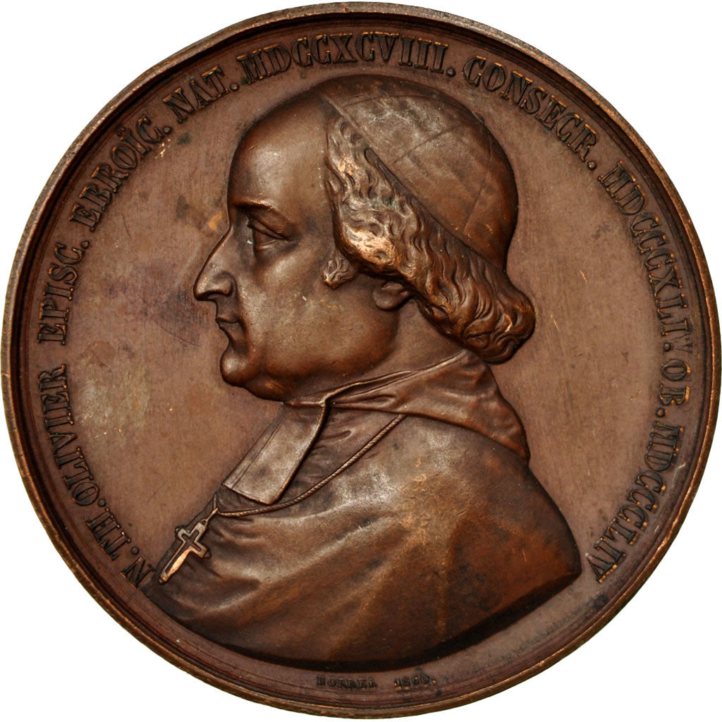 Francja, Medal, Nicolas Théodore Olivier Eveque d'Evreux, 1860, Borrel