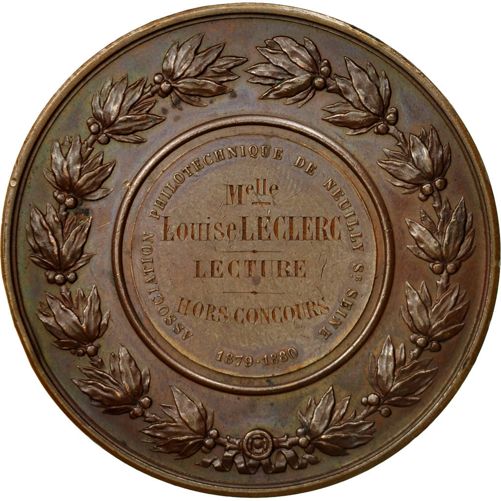 Francia, Medal, Association Philotechnique de Neuilly s/Seine, 1880, Oudiné