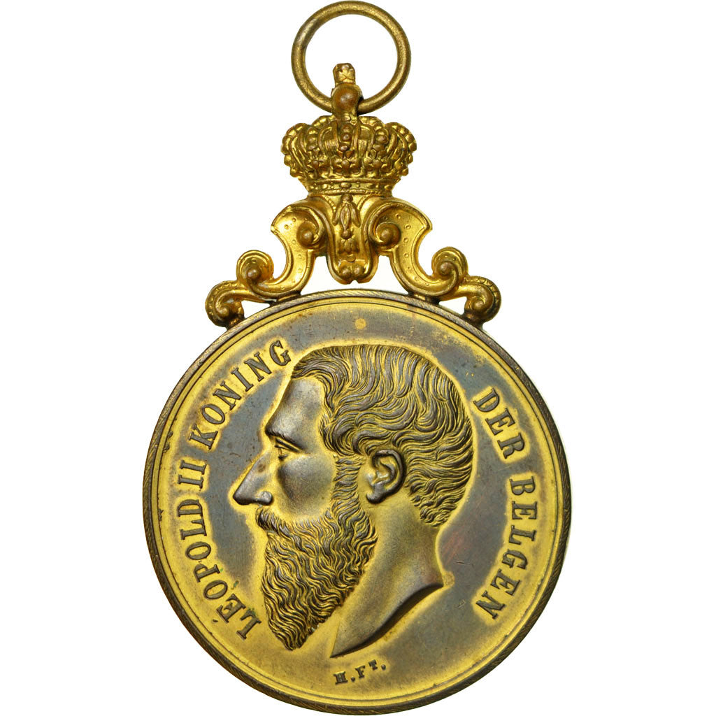 Belgio, Medal, Leopold II , Koning, 1900, SPL, Rame dorato