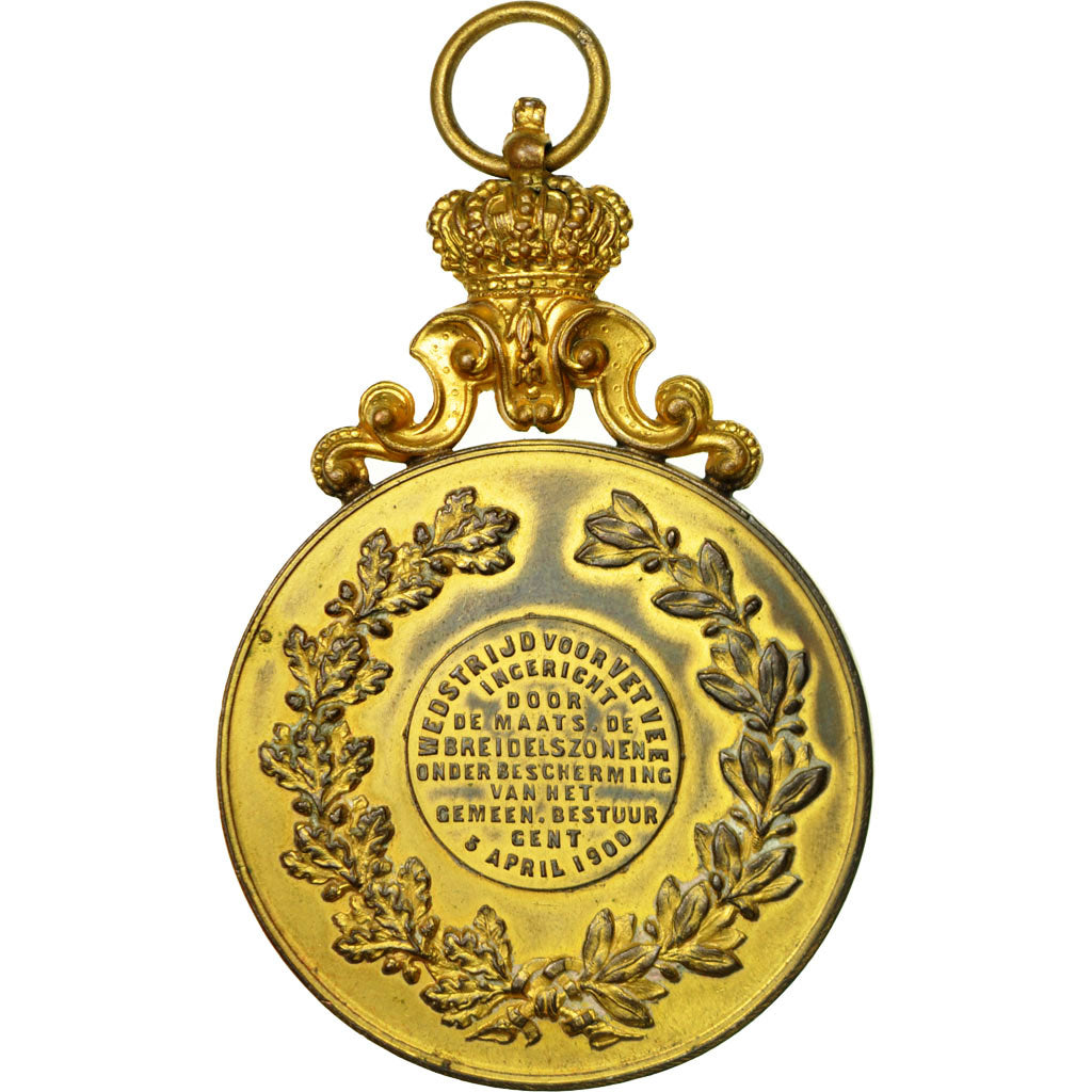 Belgio, Medal, Leopold II , Koning, 1900, SPL, Rame dorato