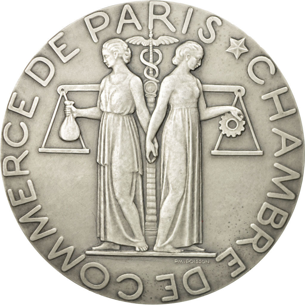 France, Medal, Chambre de commerce de Paris, 1937, Poisson, MS(63), Silver