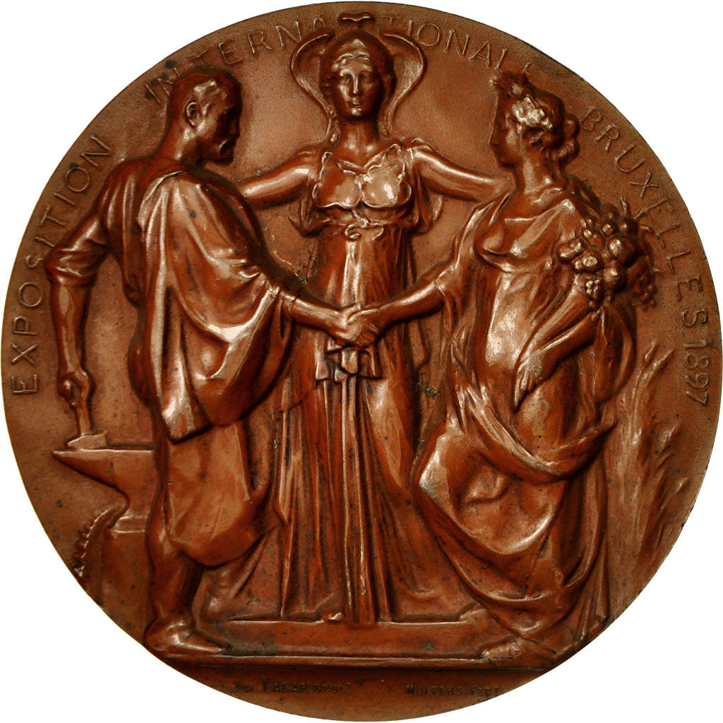 Francia, Medal, Exposition Internationale Bruxelles, 1897, Lagae, MBC+, Bronce