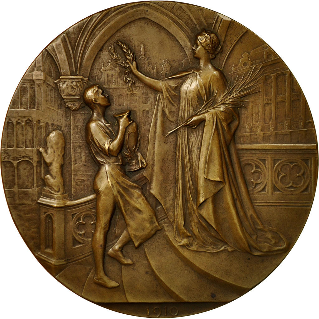France, Medal, Exposition Universelle de Bruxellles, 1910, Devreese, MS(60-62)