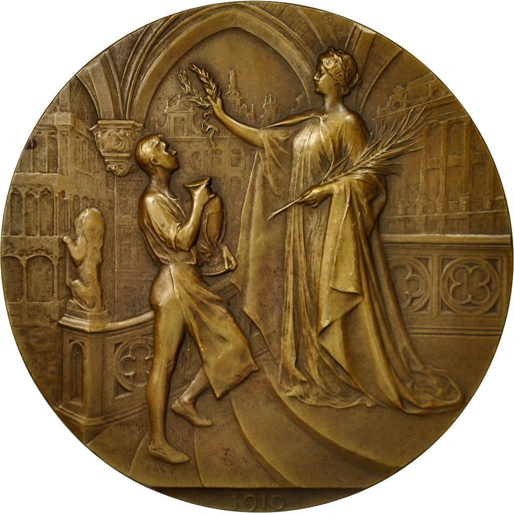 France, Medal, Exposition Universelle de Bruxellles, 1910, Devreese, AU(50-53)