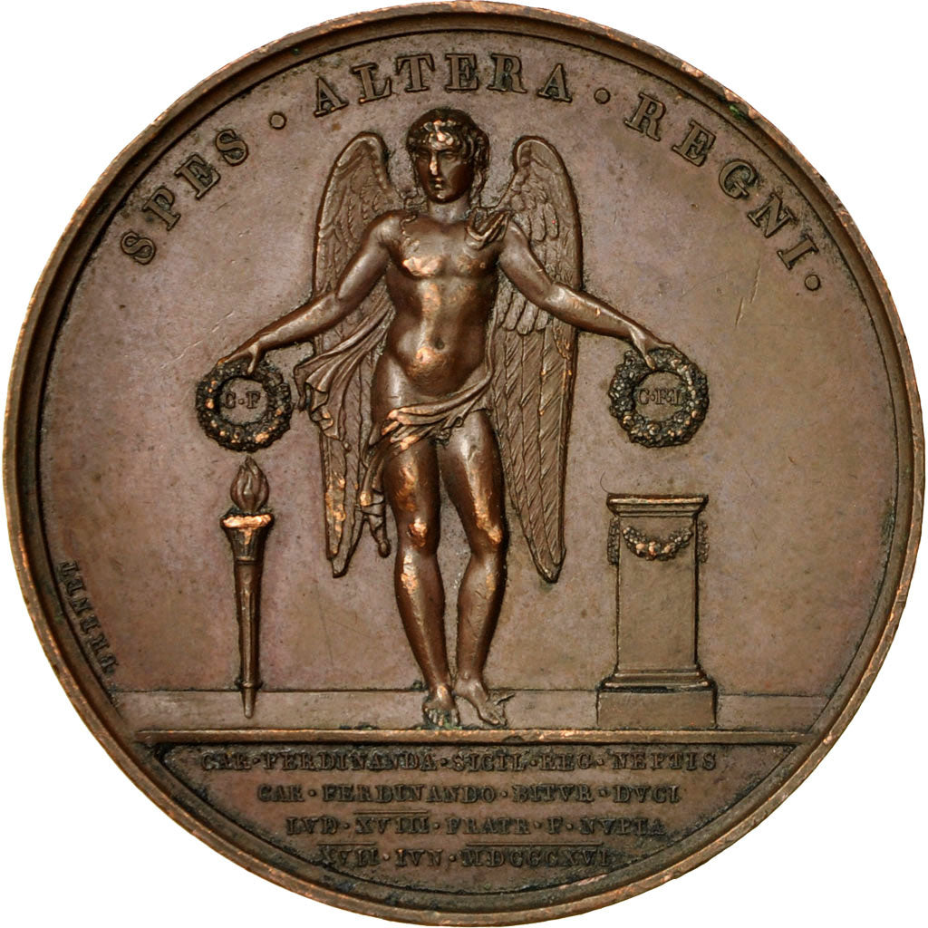 Francia, Medal, Louis XVIII , Spes Altera Regni, 1816, Andrieu, MBC+, Bronce