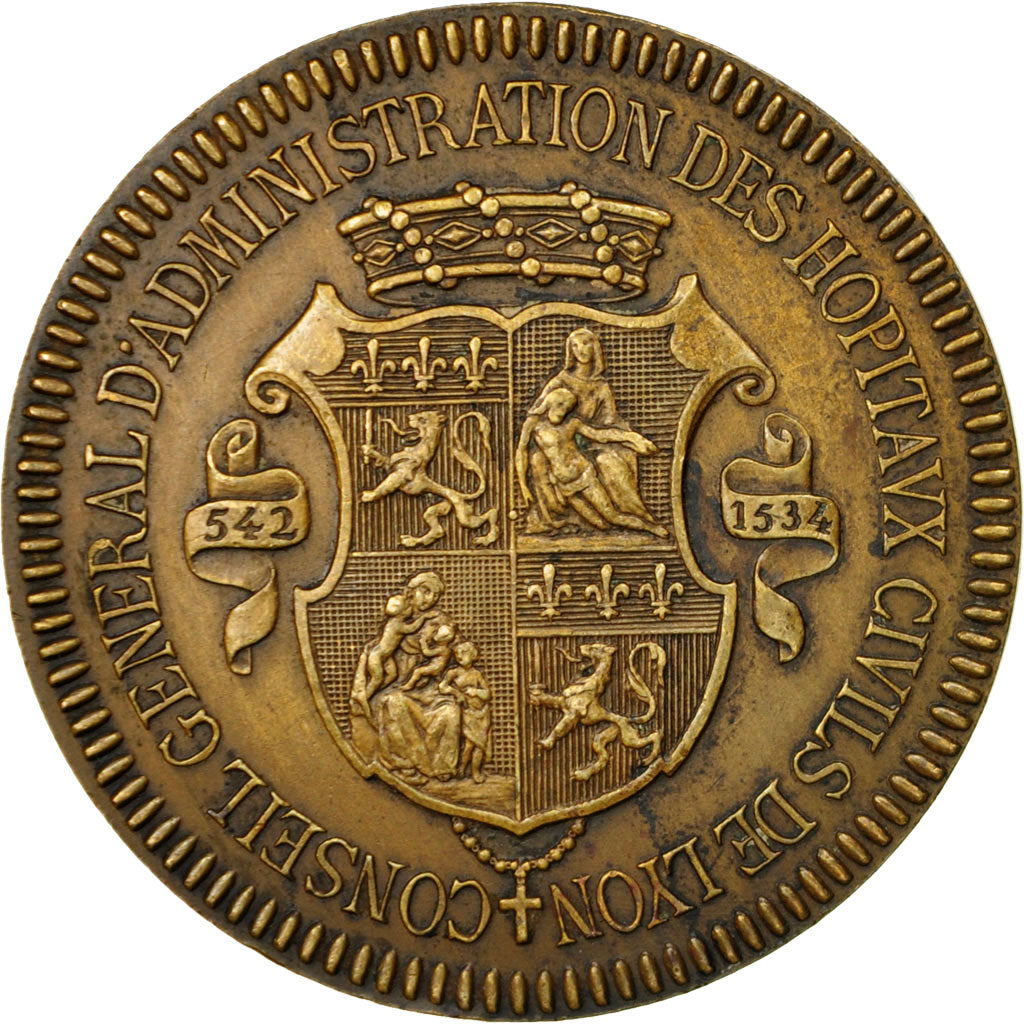 Francia, Medal, Childebert , Administration des Hopitaux de Lyon, Undated