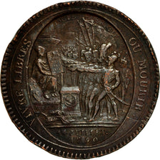 Francia, Monneron, 5 Sols, 1790, Paris, BC+, Bronce