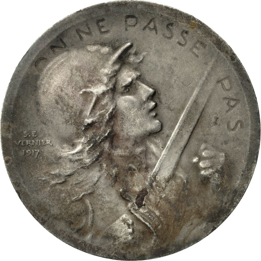 Frankrijk, Medal, Verdun , On ne passe pas, 1916-1917, Vernier, ZF, Zilver