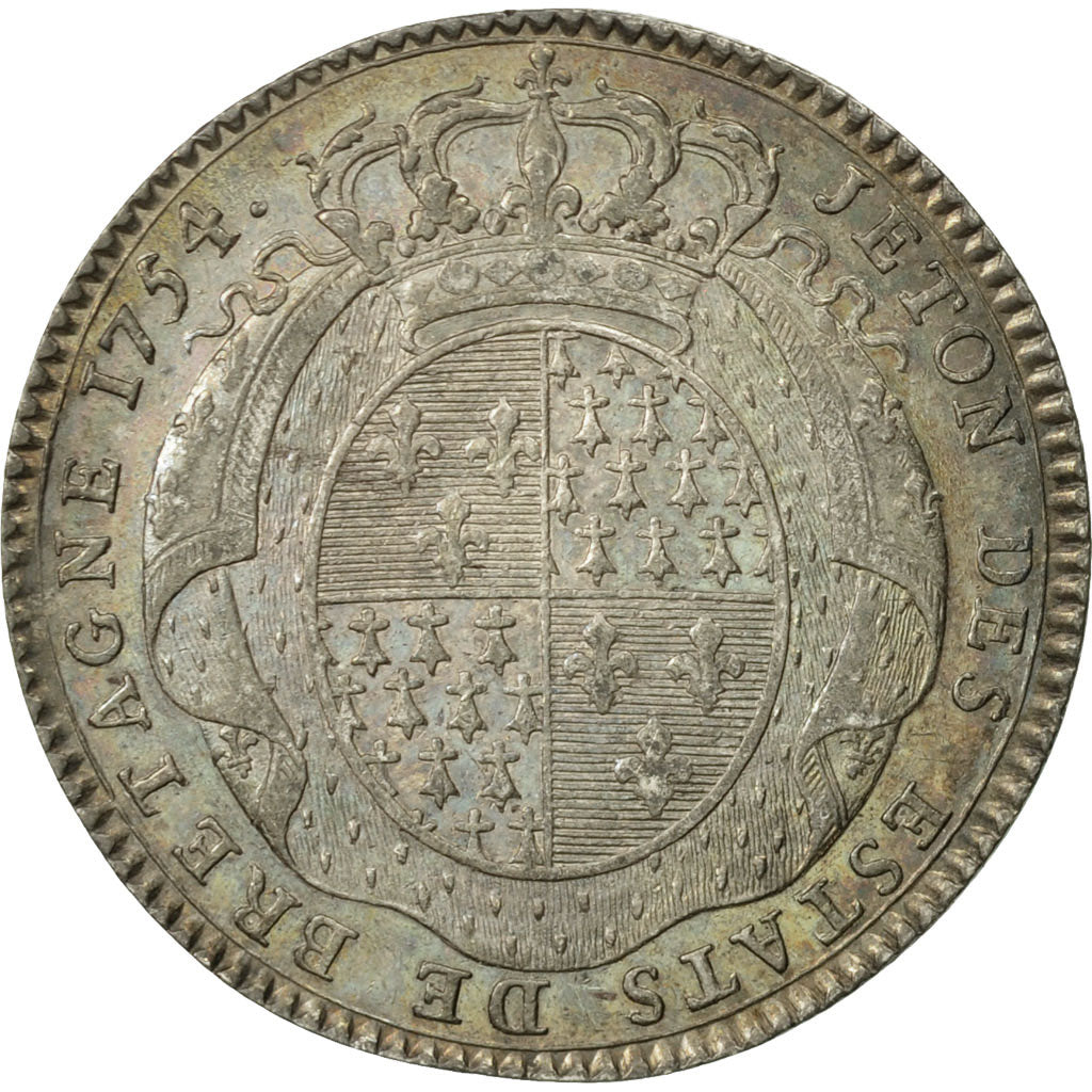 France, Jeton, États de Bretagne, Rennes, 1754, TTB+, Argent, Feuardent:8764