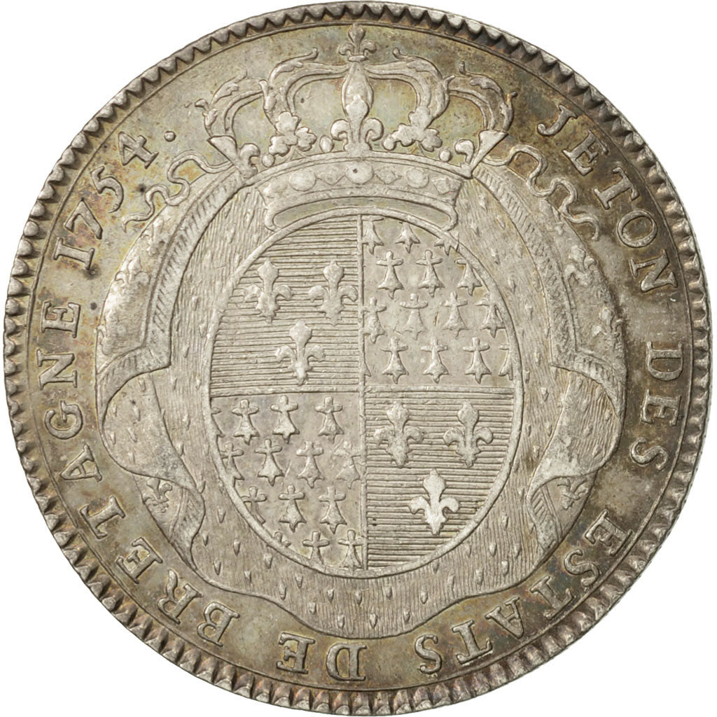 France, Token, États de Bretagne, Rennes, 1754, AU(50-53), Silver