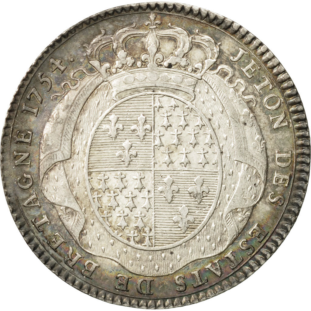 France, Jeton, États de Bretagne, Rennes, 1754, TTB+, Argent, Feuardent:8764