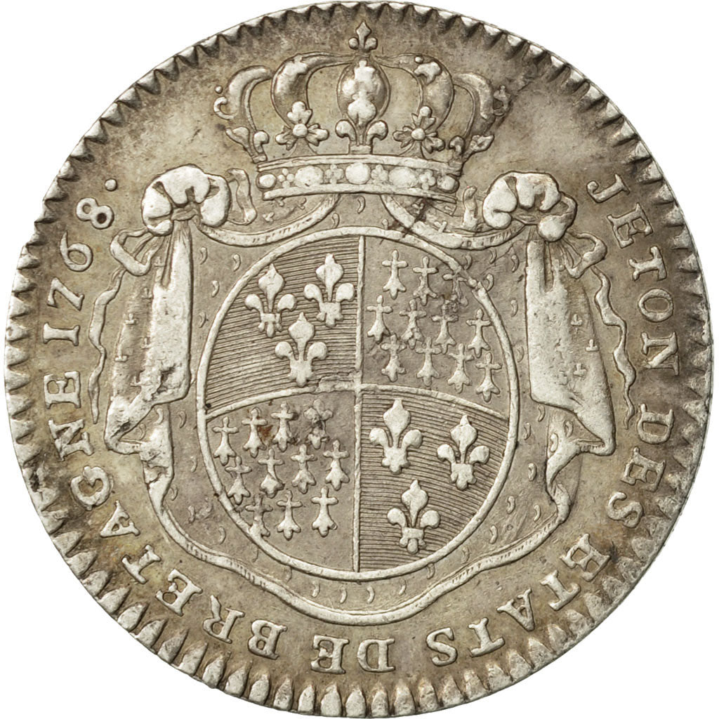 France, Token, États de Bretagne, Rennes, Louis XV, 1768, AU(50-53), Silver