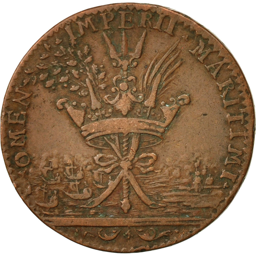 Francia, Token, Galères Royales, Louis XIV, 1691, MB+, Rame, Feuardent:1422