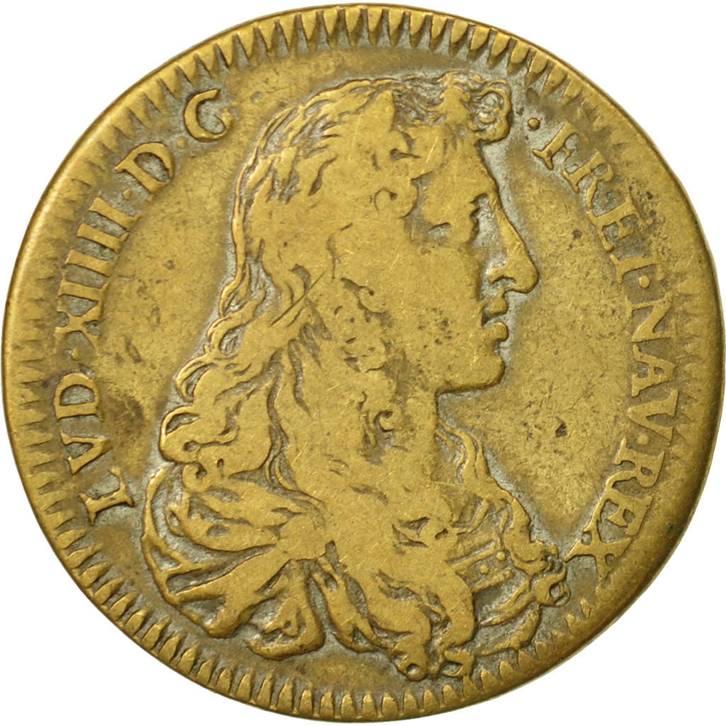 France, Token, Marie Thérèse d'Autriche, Louis XIV, VF(30-35), Brass