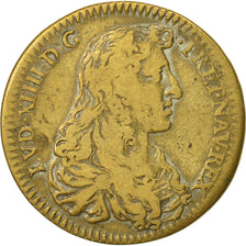 France, Token, Marie Thérèse d'Autriche, Louis XIV, VF(30-35), Brass