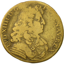 France, Jeton, Buste du Parlement à la Cravate, Louis XIV, 1671, TB+, Laiton