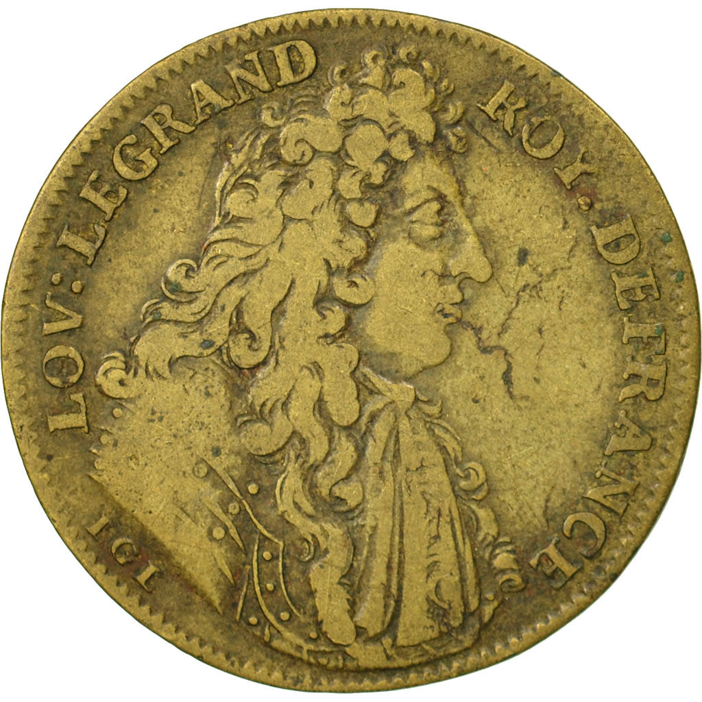 Francia, Token, Chambre du Trésor Royal, Louis XIV, BC+, Latón, Feuardent:1909