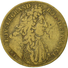 Francia, Token, Chambre du Trésor Royal, Louis XIV, BC+, Latón, Feuardent:1909