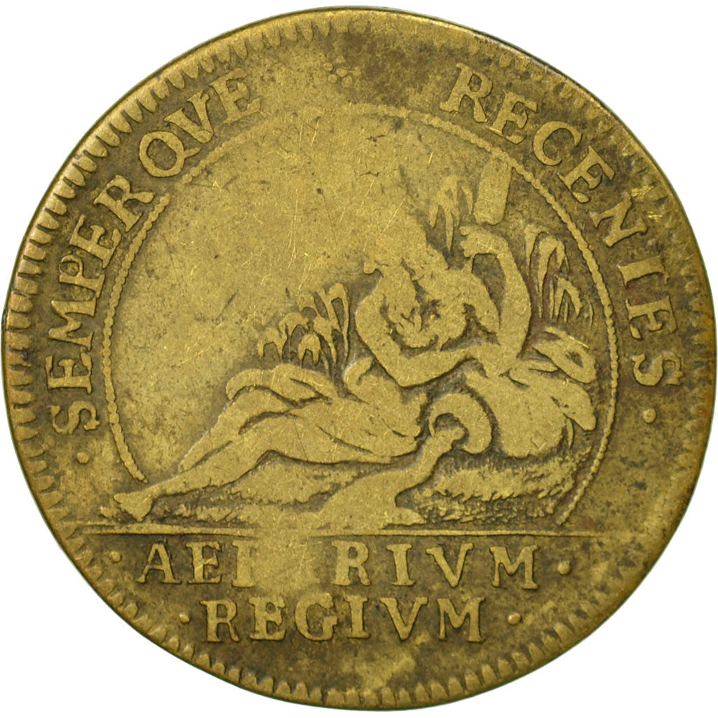 Francia, Token, Chambre du Trésor Royal, Louis XIV, BC+, Latón, Feuardent:1909