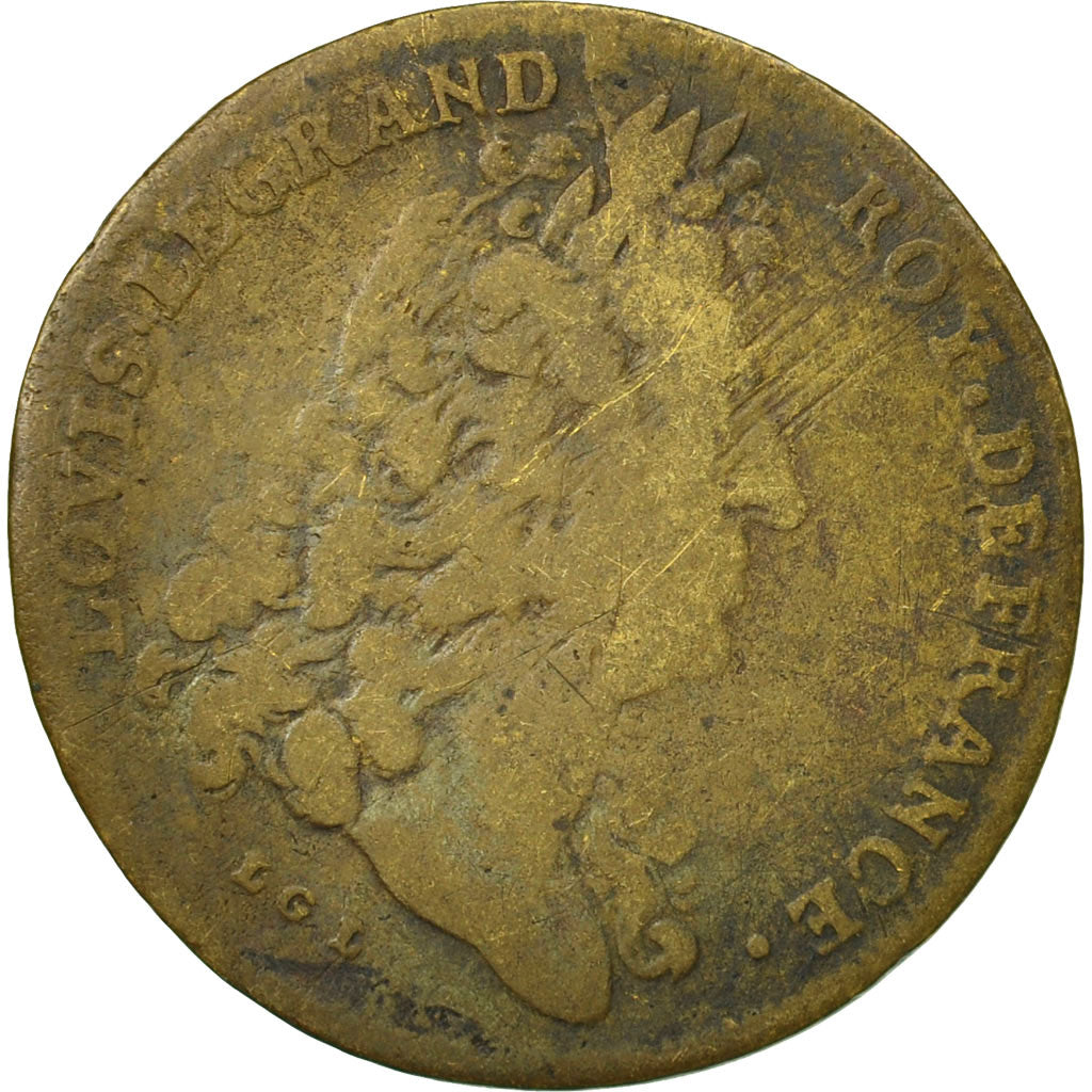 Francia, Token, Chambre aux Deniers, Louis XIV, BC+, Latón, Feuardent:2399 var.