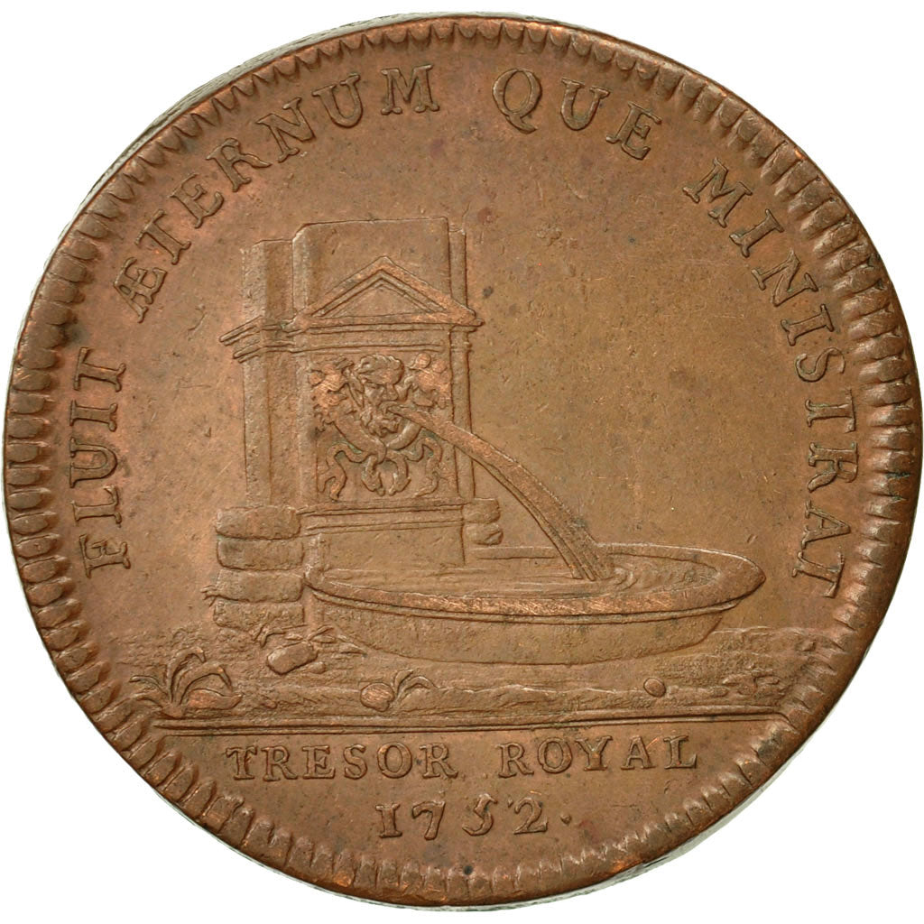 France, Jeton, Chambre du Trésor Royal, Louis XV, 1752, TTB+, Cuivre