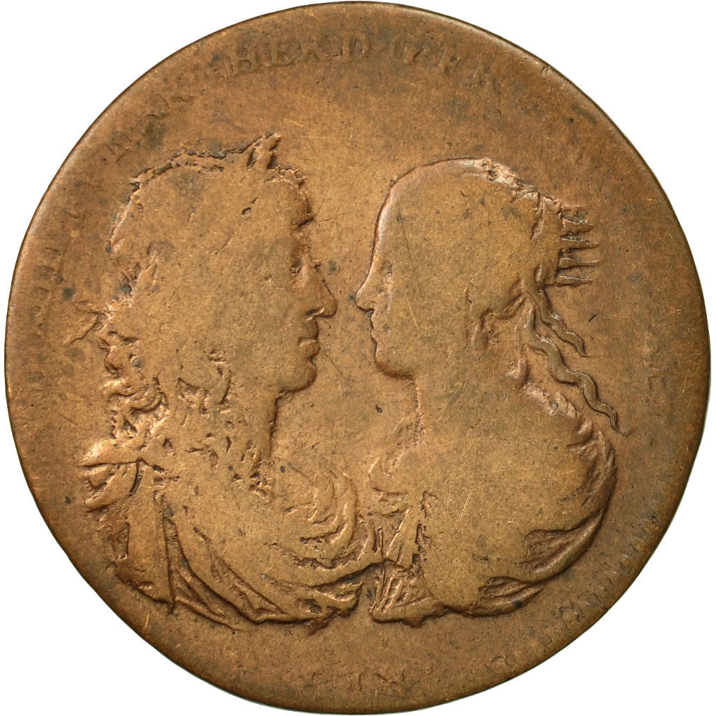 Francia, Token, Marie Thérèse d'Autriche , Mariage du Roi, MB, Rame