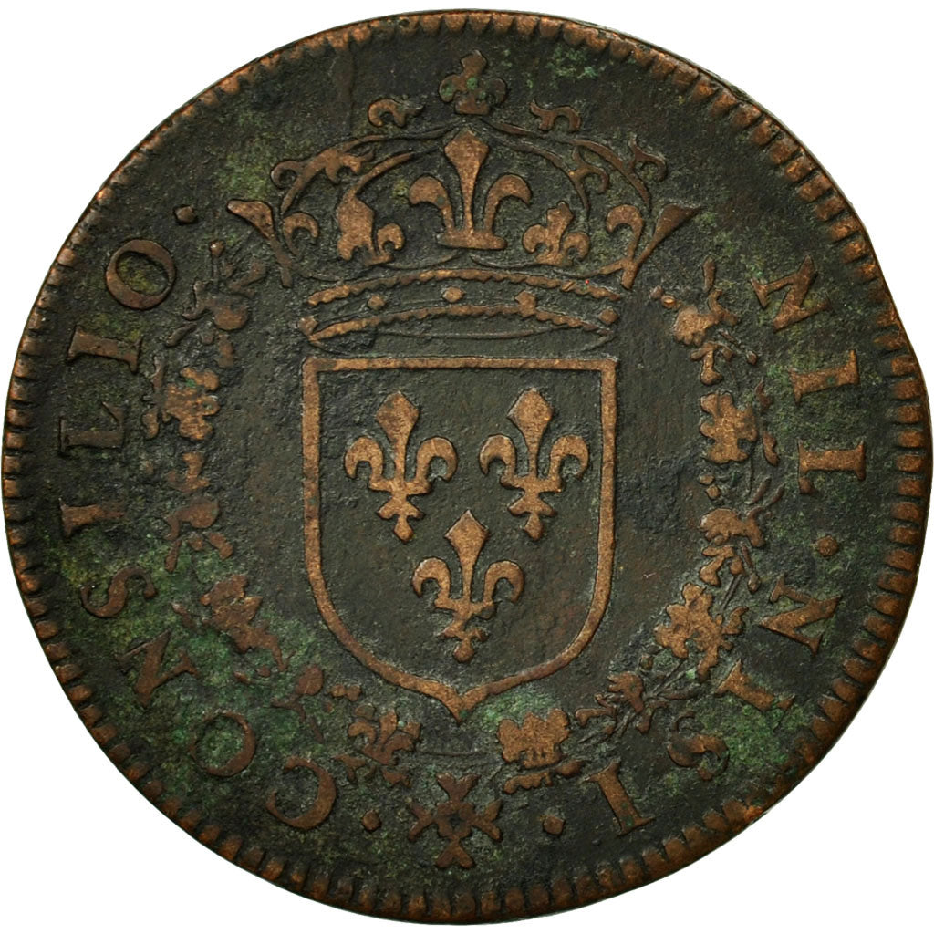 Francia, Token, Conseil du Roi, Louis XIV, MB+, Rame, Feuardent:237 var.au buste