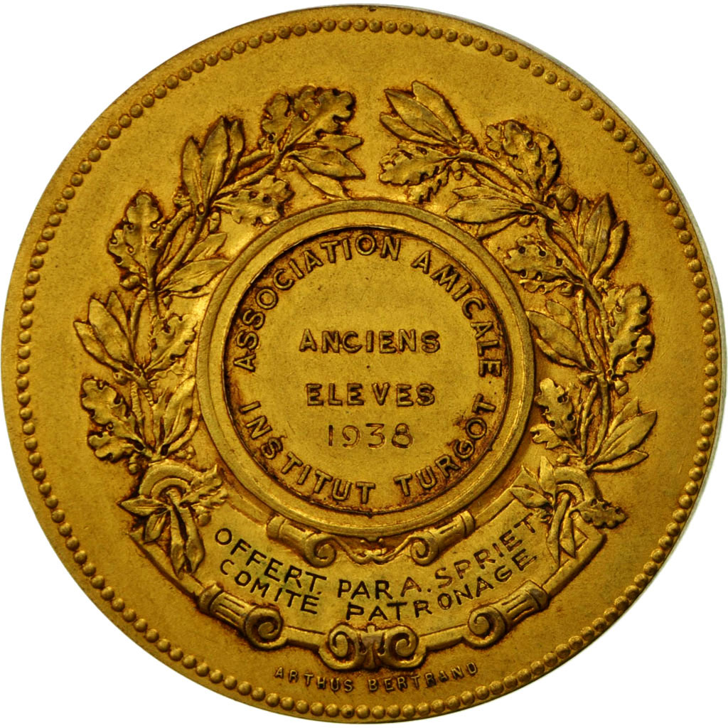 France, Medal, Association Amicale Institut Turgot, 1938, Arthus Bertrand