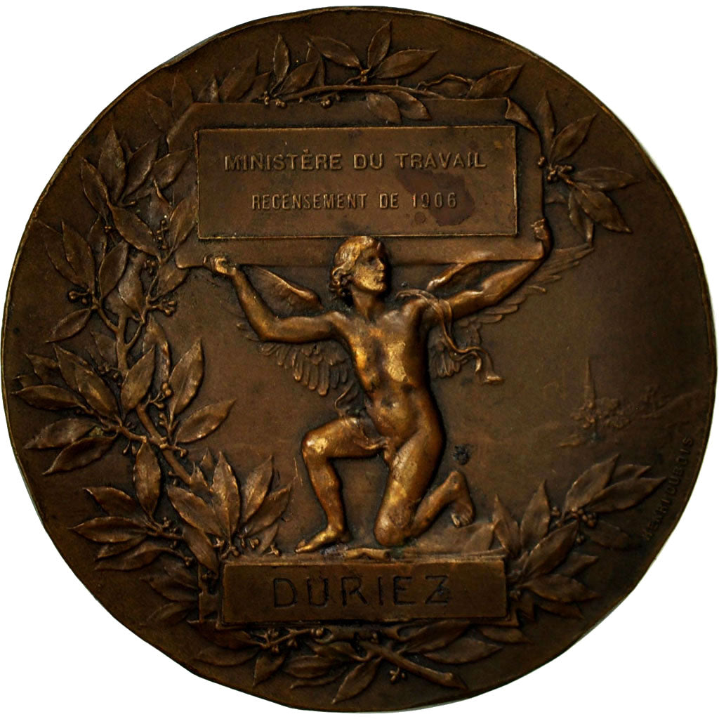 Francia, Medal, Ministère du Travail, Recensement, 1906, Borrel, EBC, Bronce