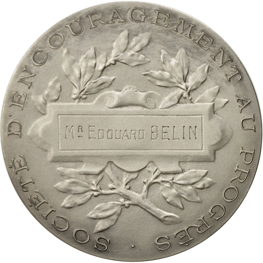 France, Medal, Marianne, France au Progrès, Bottée, MS(64), Silvered bronze