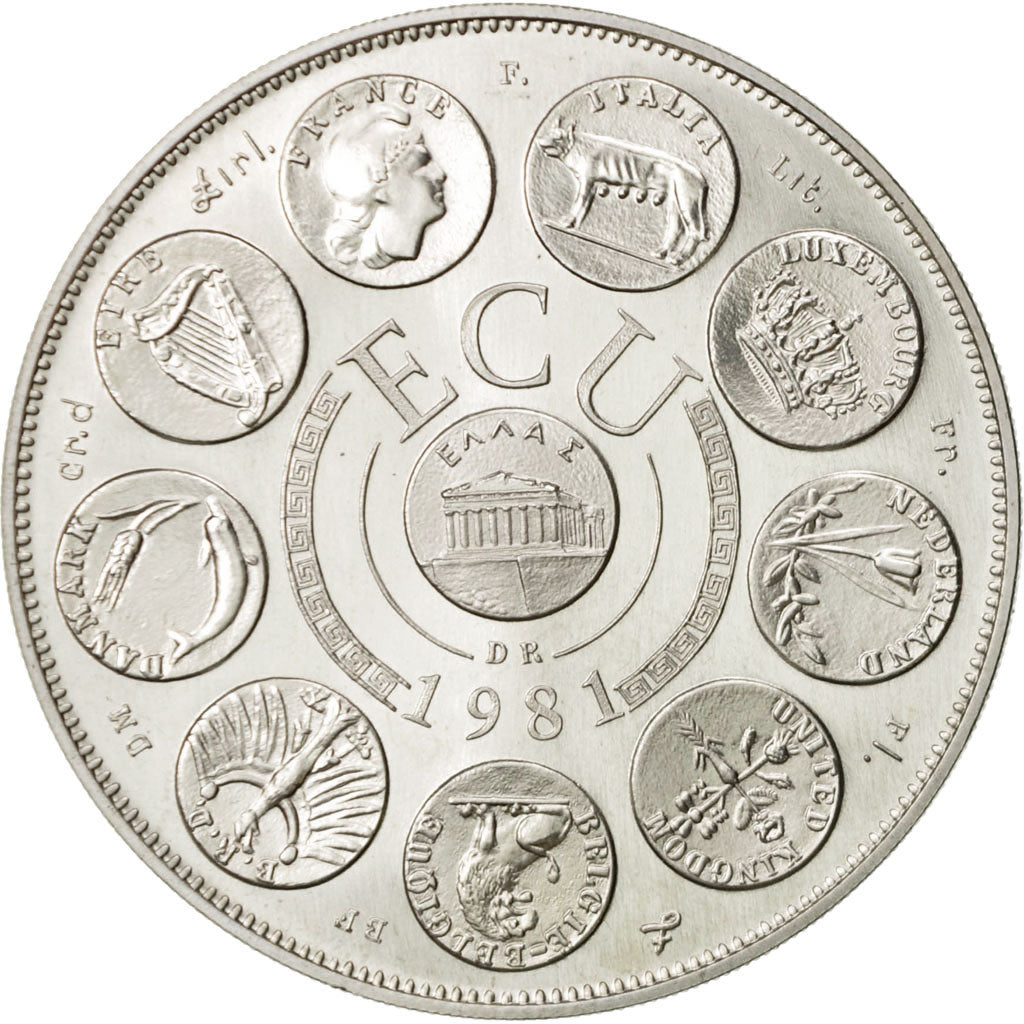 France, Medal, Ecu Europa, 1981, Rodier, MS(64), Silver