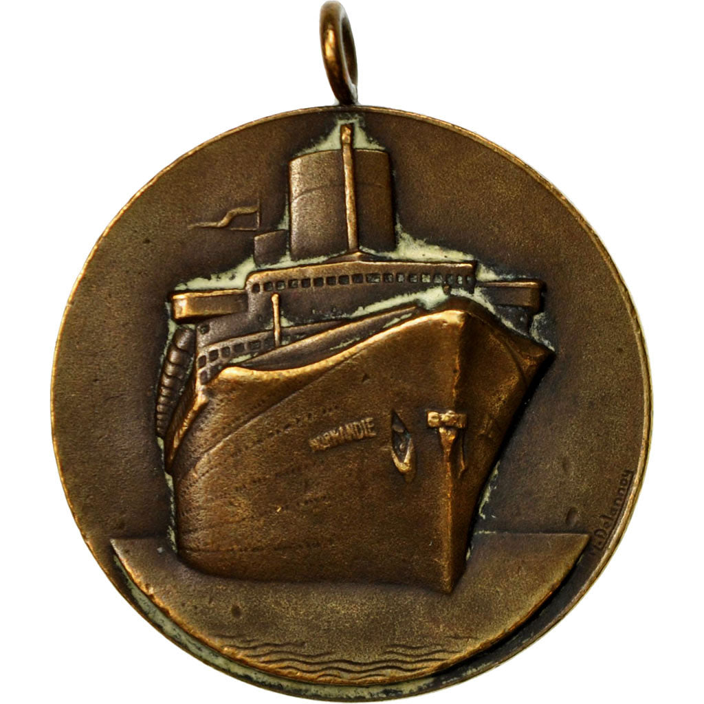 France, Medal, Cie Gle Transatlantique, Normandie, Delannoy, AU(55-58), Bronze