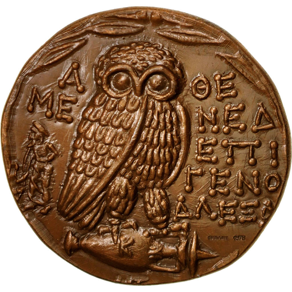 Francia, Medal, Reproduction Grecque, Chouette, 1978, SPL+, Bronzo