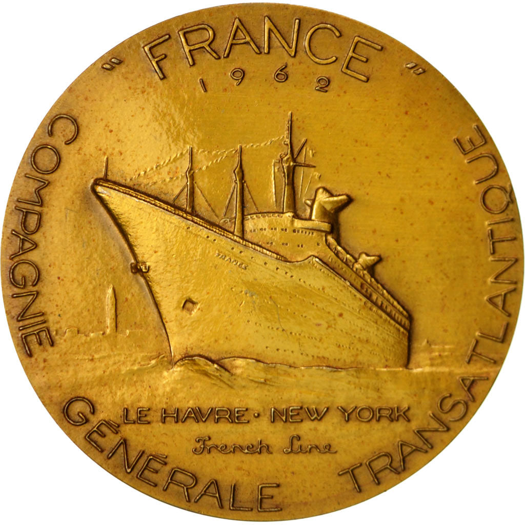 Frankreich, Medal, Compagnie Générale Transatlantique, France, 1967, Coeffin