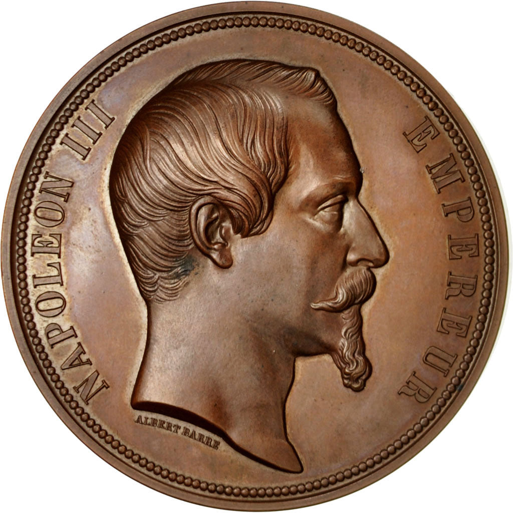 France, Medal, Napoleon III reçoit la Reine d'Angleterre à Boulogne, 1855