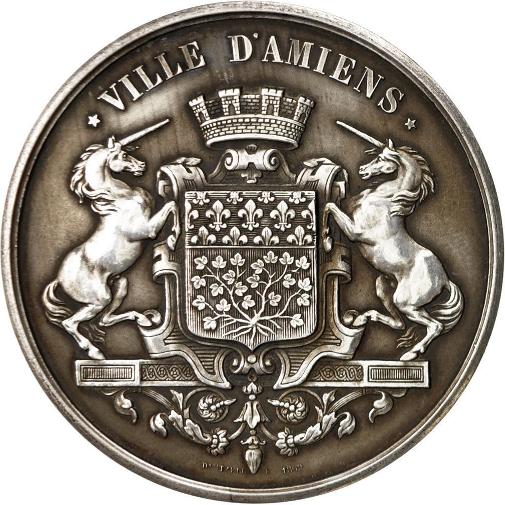 Francia, Medal, Ville d'Amiens, 1862, Dantzell, SPL, Copper Plated Silver